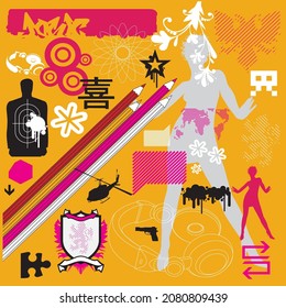 Colorful, vector illustration. Rebellious style design, t-shirt printing, murals