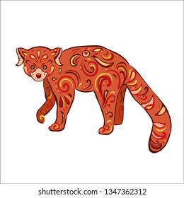Colorful vector illustration of red panda on white background