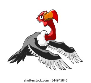 A colorful vector illustration of a red-headed vulture. 