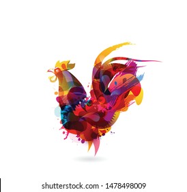 Colorful vector illustration of rooster.