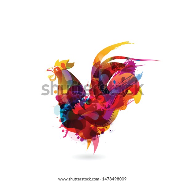 Colorful Vector Illustration Rooster Stock Vector (Royalty Free ...