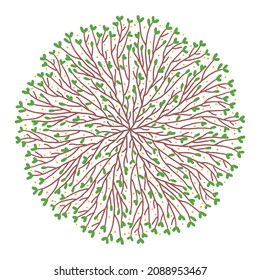 Colorful vector illustration. Round mandala with tree brunces and leaves. Eco and and natural concept can be used for pachaging, surface design, logos