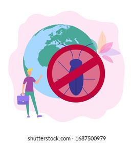 Colorful vector illustration. Sanitary household disinfection. Chemical treatment of insects. The destruction of parasites.
