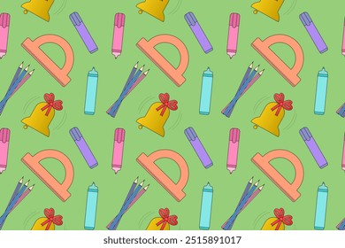 Colorful vector illustration of school supplies, perfect for educational materials, classroom decor, and back-to-school themes.