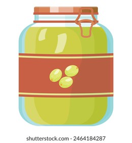 Colorful vector illustration of a sealed jar of pickled cucumbers, perfect for foodrelated designs