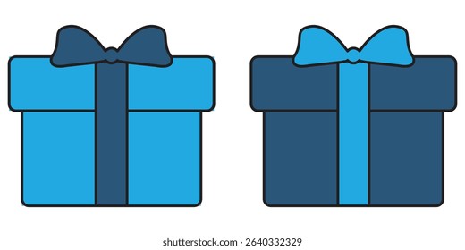 Colorful vector illustration with set of gift icon. Gift box set of two colorful vector illustration. 