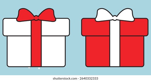 Colorful vector illustration with set of gift icon. Gift box set of two colorful vector illustration. 