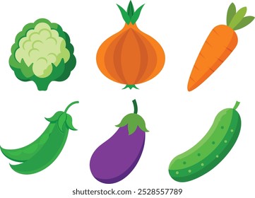 Una colorida Ilustración vectorial que muestra una variedad de verduras verdes, como espinacas, brócoli, col rizada y lechuga. El diseño destaca las Formas y texturas únicas de cada verdura,