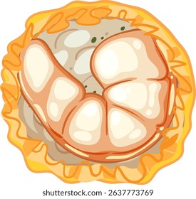 Colorful vector illustration of a shrimp dumpling with vibrant hues and detailed textures, highlighting Asian cuisine