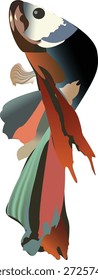 Um vetor colorido ilustração de um peixe siamês lutando (peixe Betta), um famoso peixe ornamental da Tailândia. Apresentando barbatanas fluidas, formas abstratas e estilo artístico moderno, adequado para decoração, branding, cartazes e arte digital.