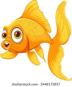 Colorful vector illustration of a single goldfish