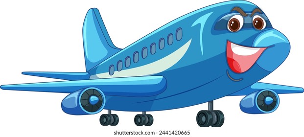 Colorful vector illustration of a smiling airplane