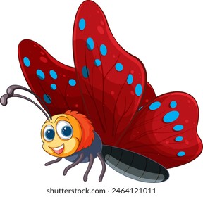 Colorful vector illustration of a smiling butterfly