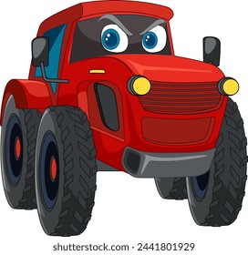 Colorful vector illustration of a smiling tractor
