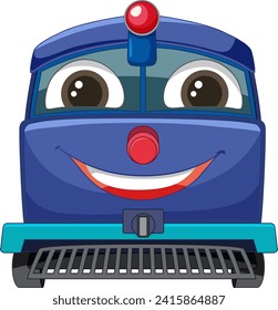 Colorful vector illustration of a smiling train