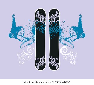 colorful vector illustration of snowboarders