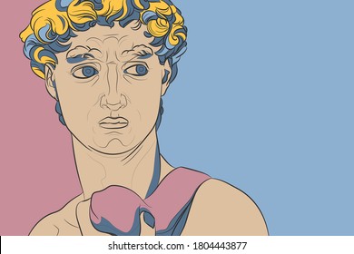 Colorful vector illustration. The statue of David (Michelangelo).