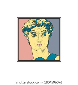 Ilustración vectorial colorida. La estatua de David (Miguel Ángel).