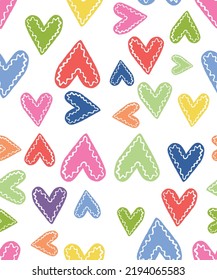 Colorful vector illustration of stylized hearts pattern.