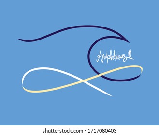 Colorful vector illustration of stylized wave and surfer.