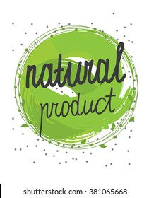 colorful vector illustration of the symbol natural product, logo, sticker, advertising