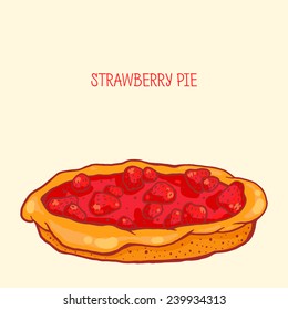 colorful vector illustration of tasty strawberry pie