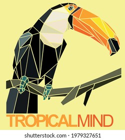 Colorful vector illustration of toucan in geometric shapes. Art for t-shirts, posters and etc ...