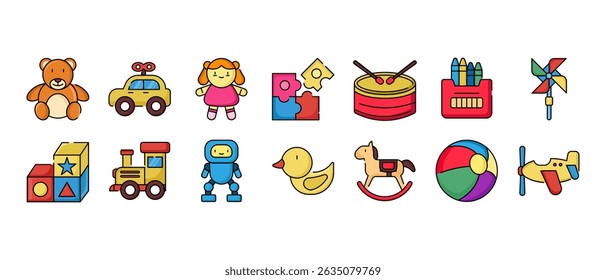 colorful vector illustration of children’s toys