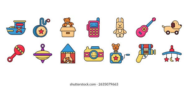 colorful vector illustration of children’s toys bundle