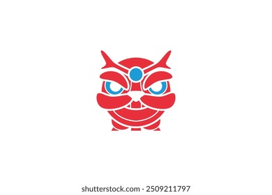 Colorful vector illustration of a traditional Chinese lion head mask, perfect for New Year celebrations.