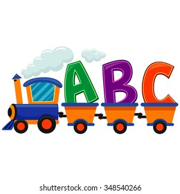 Colorful Vector Illustration of Train with ABC