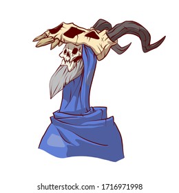 Colorful vector illustration of an undead lich wizard