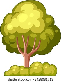Colorful vector illustration of a vibrant green tree