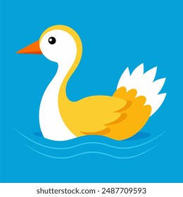 Colorful vector illustration of a whimsical bird swimming, with vibrant hues and playful details, perfect for nature and wildlife enthusiasts.