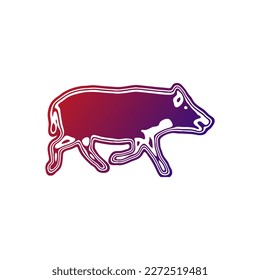 Colorful Vector Illustration of Wild Boar