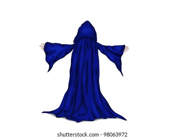 colorful vector illustration of a wizard or a monk. eps8