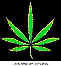 Colorful vector image of Cannabis leaf in abstract art style