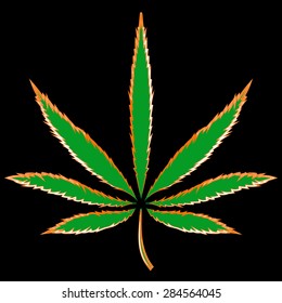 Colorful vector image of Cannabis leaf in abstract art style