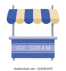 Colorful vector image of an ice cream cart. Suitable for creating design projects, brochures, guides, illustrations, etc. 
