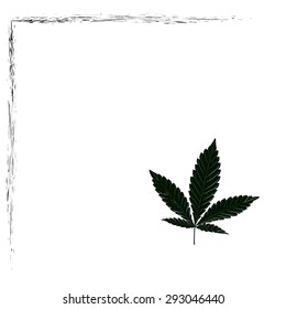 Colorful vector image of lonely Marijuana leaf and scratches in abstract art style