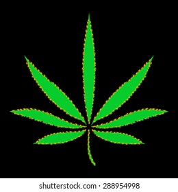 Colorful vector image of Marijuana leaf in abstract art style