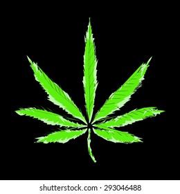 Colorful vector image of Marijuana leaf in abstract art style
