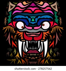 Colorful vector image of tiger in abstract art style