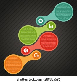 Colorful vector infographic business illustration with connected metaball and integrated icons