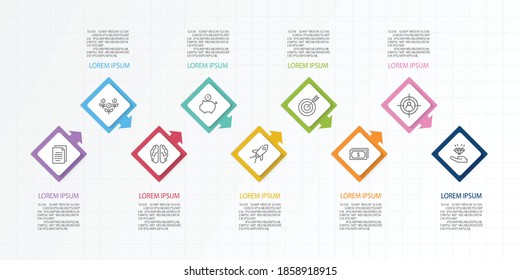 Colorful vector infographic template concept with 9 steps. Business design