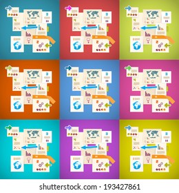 Colorful Vector Infographics Paper Layout Set Illustration 