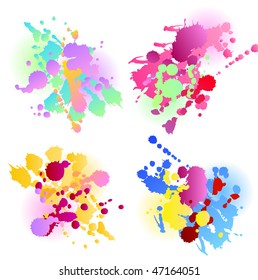 Colorful vector ink drops