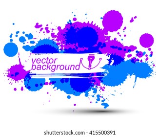 Colorida salpicadura de tinta vectorial sin inconvenientes con círculos de superposición, fondo de repetición de arte gráfico brillante con puntos acrílicos superpuestos, escaneado y rastreado.