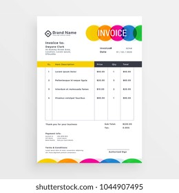 colorful vector invoice template design