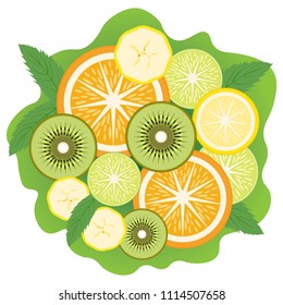 Colorful vector isolated Fruit bouquet. 